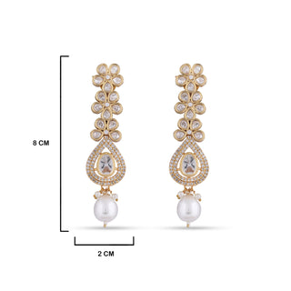  Polki Earrings with measurements in cm. 8cm by 2cm.