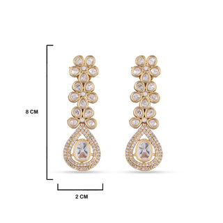  Polki earrings with measurements in cm. 8cm by 2cm.