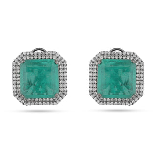 Falisha - gREEN STONE SQUARE STUD EARRINGS