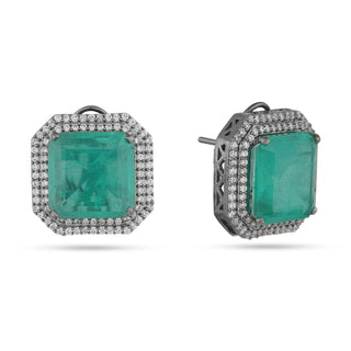 Falisha - gREEN STONE SQUARE STUD EARRINGS