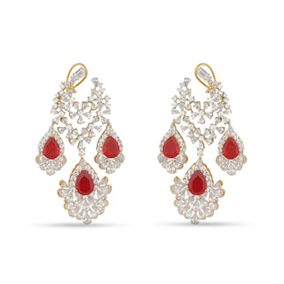 Fareeha - CZ & Red Doublet Dangler earring