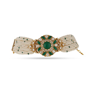 Fiza - Green stone & Polki bracelet