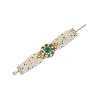 Fiza - Green stone & Polki bracelet