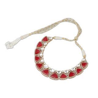 Feerozah - Polki and red stone necklace set