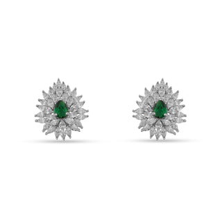 Farisha - CZ and Green stud earrings