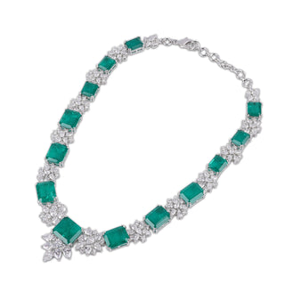  Emerald Green Stone CZ Necklace Set