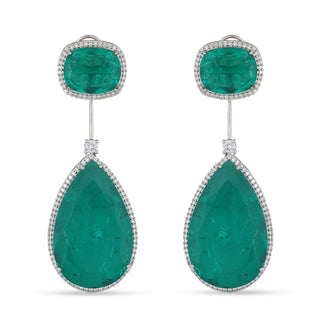 CZ Aqua Green Stone Dangle Earrings