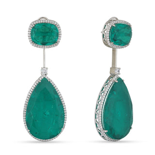 CZ Aqua Green Stone Dangle Earrings