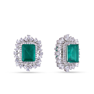 Fadela Green Doublet and CZ earrings