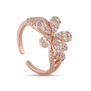 Rose Gold CZ Flower Ring