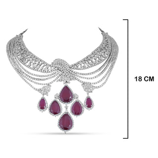 Red Stone CZ Necklace Set