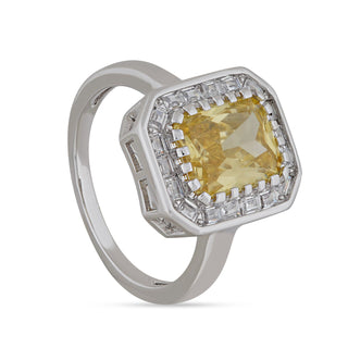 Cubic Zirconia Yellow Stone Ring 