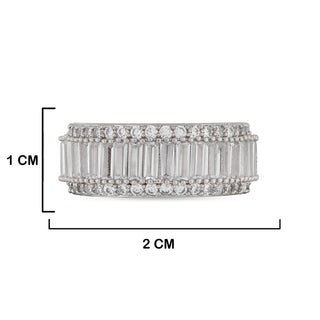 Cubic Zirconia Studded Clear Stone Ring with measurements in cm. 1cm by 2cm.