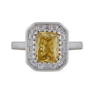 Cubic Zirconia Yellow Stone Ring 