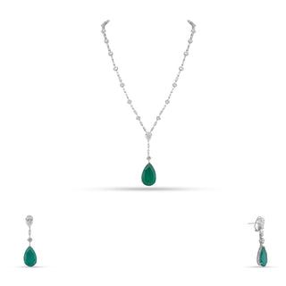 American Diamond and Emerald Green Stone Necklace Set