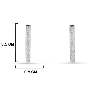 American Diamond CZ Earrings with measurements in cm. 3.5cm by 0.5cm.