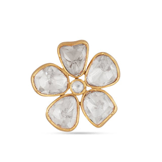 White Flower Shaped Kundan Ring