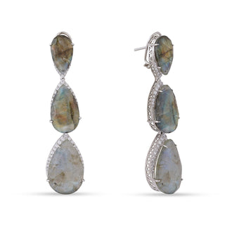 Labradorite Stoned CZ Dangle Earrings