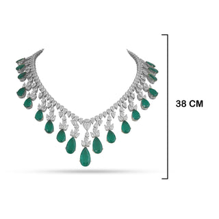 Emerald Green Drop CZ Necklace with Measurements in cm