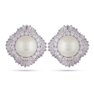  Pearl Centred CZ Earrings