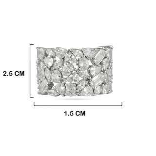 Cubic Zirconia American Diamond Ring with measurements in cm. 2.5cm by 1.5cm.