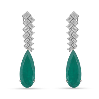 CZ and Green Drop Earrings