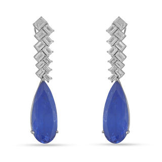 CZ and Blue Doublet Drop Earrings