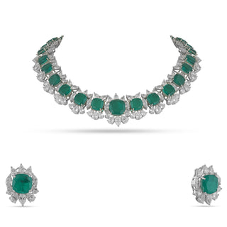 CZ Green Stone Necklace Set