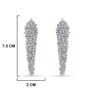 American Diamond CZ Earrings with measurements in cm. 7.5cm by 2cm.