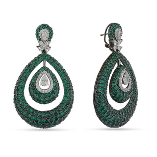 Atiqah - Green CZ Dangler earrings