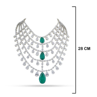 Green Drop Multi Layer CZ Necklace Set