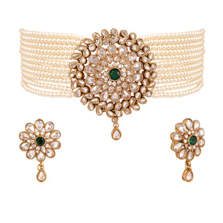 Kundan Green Centred Choker Set