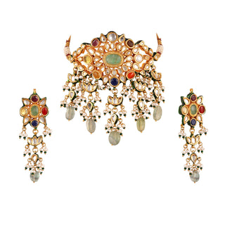 Kundan Multi Coloured Stone Choker Set