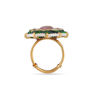 Pink Centred Kundan Ring