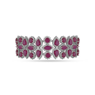 American Diamond and Red Stone Bracelet 