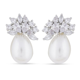 Anya - Pearl and CZ stud earrings