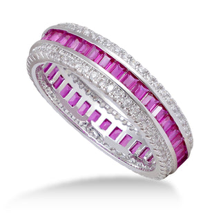 CZ Studded Magenta Stone Ring