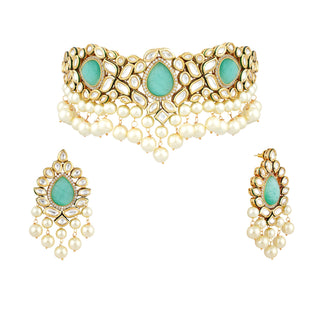 Light Blue Stone Kundan Choker Set