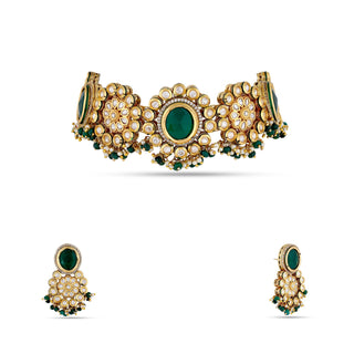 Green Centred Kundan Choker Set