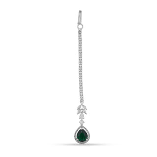 Dark Green Stoned American Diamond Maang Tikka