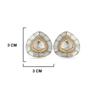 White Polki Centre Stud Earrings