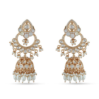 Jhumki Kundan Pearl Drop Earrings