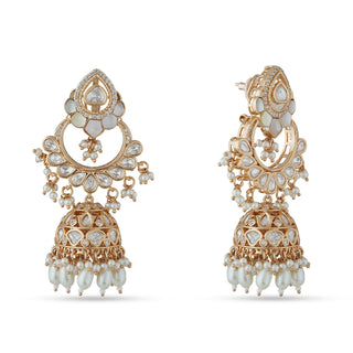 Jhumki Kundan Pearl Drop Earrings