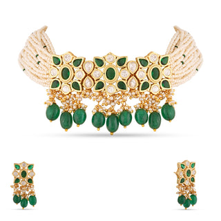 Green Bead Kundan Choker Set