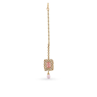 Lamia - Kundan Pink Stone Pearl Choker Maang Tikka