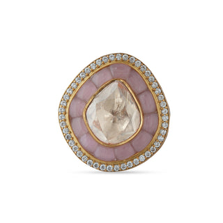 Polki Centred Pink Ring 