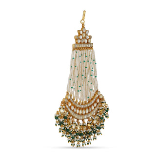 Green Bead Kundan Jhumar