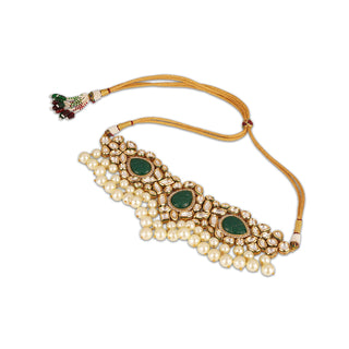 Green Stone Pearl Drop Kundan Choker