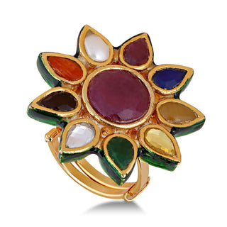  Sun Shaped Multi Coloured Ring