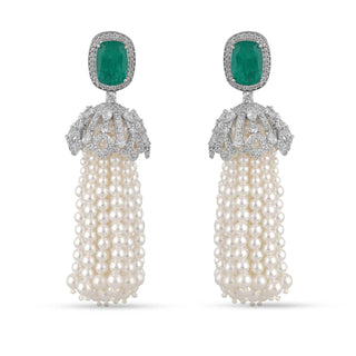 Emerald Green Pearl Drop Earrings